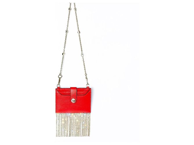 Miu Miu Cartera roja con flecos de cristales - vista 8