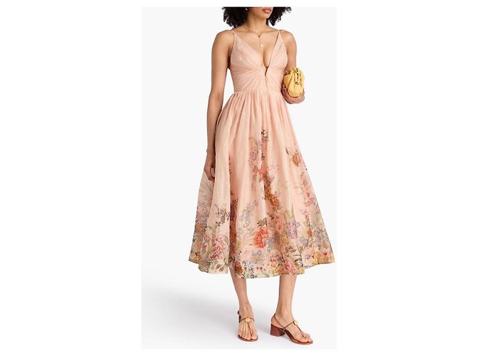 Zimmermann Blumenprint Kleid aus Leinen und Seide Mehrfarben Angeln - Ansicht 9