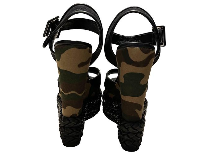 Giuseppe Zanotti Sandali con zeppa platform camouflage Marrone Nero Verde Cachi - vista 4