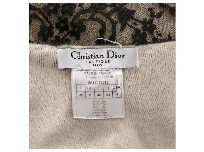Christian Dior Spitzen-Top mit Samt Schwarz Weiß - Ansicht 6