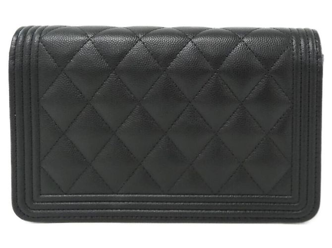 Catena per portafoglio Chanel Boy Line AP1117 in pelle di vitello martellata nera - vista 2