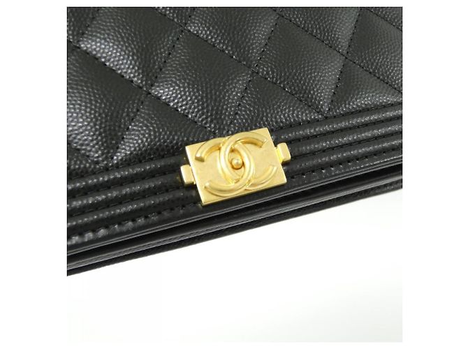 Catena per portafoglio Chanel Boy Line AP1117 in pelle di vitello martellata nera - vista 4