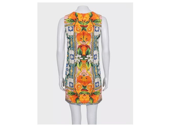 Vestido de seda e algodão estampado vibrante Dolce & Gabbana XXS usado - vista 3