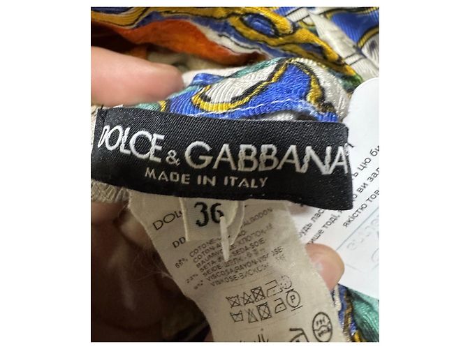 Vestido de seda e algodão estampado vibrante Dolce & Gabbana XXS usado - vista 5