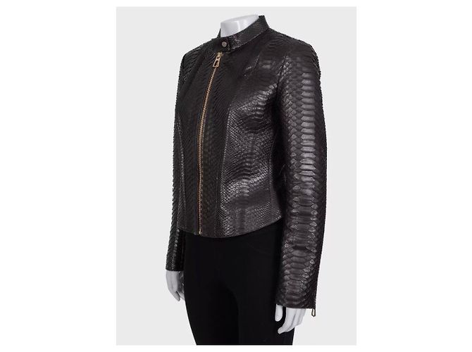 Kurze Alberta Ferretti Lammfelllederjacke NWOT IT44/S - Ansicht 2