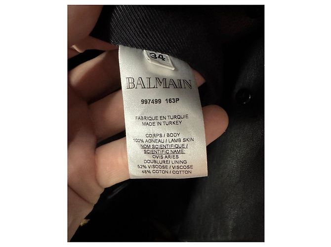 Giacca Balmain in lussuoso pelle di agnello nero - Taglia FR34/XS Usato - vista 6