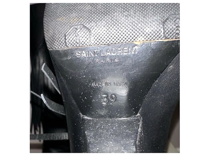 Saint Laurent Niki Botas Altas de Cuero Negro con Flecos - vista 7