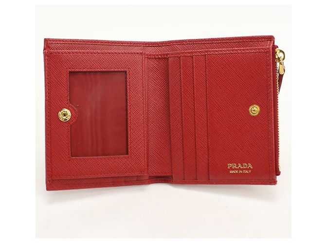 Saffiano Prada Red Leather Bi-Fold Wallet - view 3