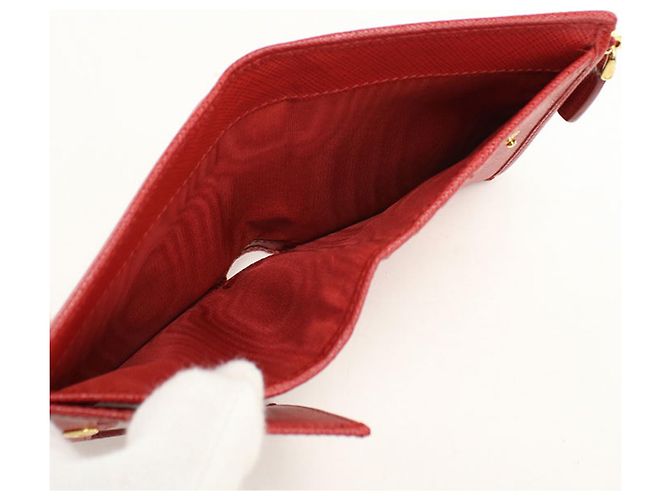 Saffiano Prada Red Leather Bi-Fold Wallet - view 4