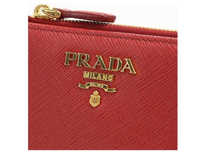 Saffiano Prada Red Leather Bi-Fold Wallet - view 7