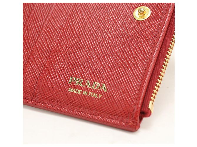 Saffiano Prada Red Leather Bi-Fold Wallet - view 8