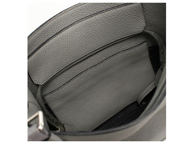 Borsa a tracolla in pelle grigia Prada Marrone - vista 7