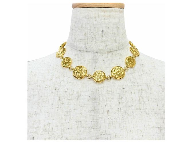 Collana tonda con logo e moneta CHANEL Vintage Coco Mademoiselle D'oro - vista 2