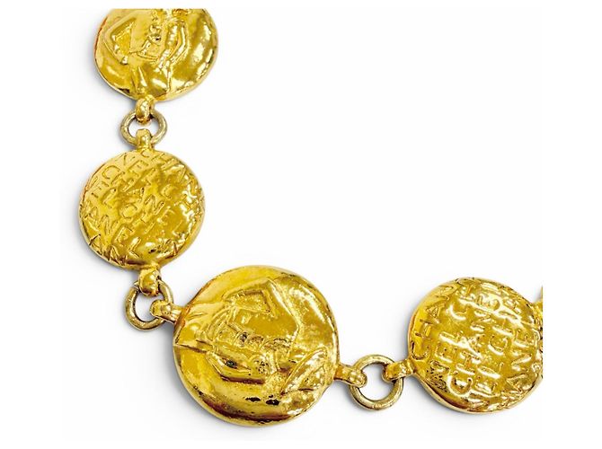 Collana tonda con logo e moneta CHANEL Vintage Coco Mademoiselle D'oro - vista 3