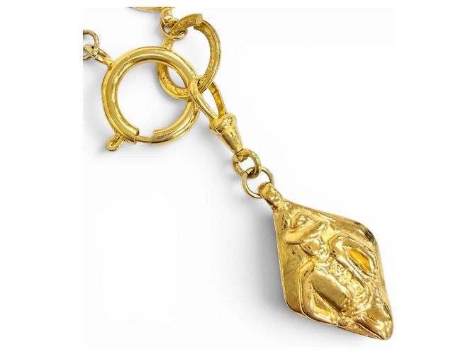 Collana tonda con logo e moneta CHANEL Vintage Coco Mademoiselle D'oro - vista 4