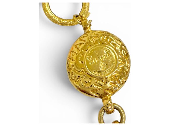 Collana tonda con logo e moneta CHANEL Vintage Coco Mademoiselle D'oro - vista 5