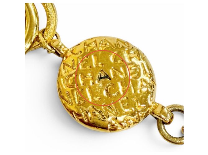 Collana tonda con logo e moneta CHANEL Vintage Coco Mademoiselle D'oro - vista 6