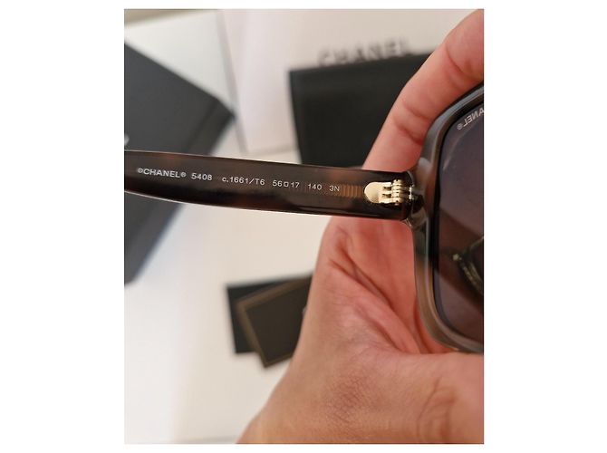Occhiali da sole Chanel quadrati tartarugati con lenti a specchio oro Marrone - vista 3