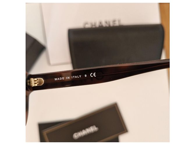 Occhiali da sole Chanel quadrati tartarugati con lenti a specchio oro Marrone - vista 4