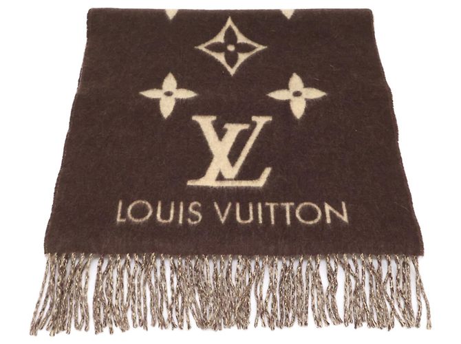 Stola Reykjavik in cashmere con monogramma e frange Louis Vuitton Beige Marrone scuro - vista 2