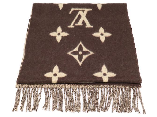 Stola Reykjavik in cashmere con monogramma e frange Louis Vuitton Beige Marrone scuro - vista 3