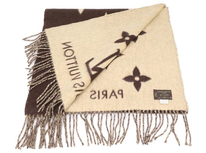 Stola Reykjavik in cashmere con monogramma e frange Louis Vuitton Beige Marrone scuro - vista 4
