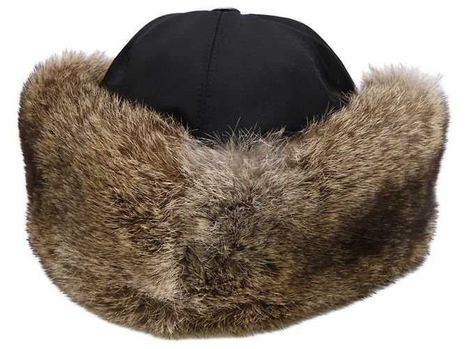 Cappellino Louis Vuitton in nylon e pelliccia di coniglio nero - vista 4
