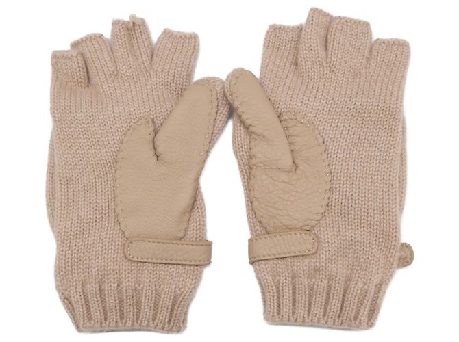 Hermès Guanti in cashmere Hermes Baltimore Sellier Button Beige - vista 4