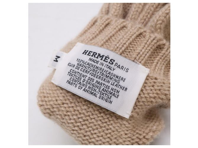 Hermès Guanti in cashmere Hermes Baltimore Sellier Button Beige - vista 6