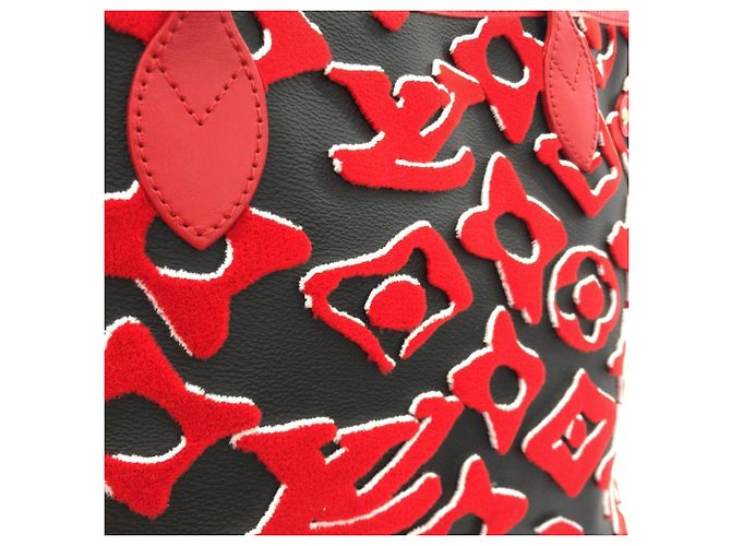 Borsa Louis Vuitton LVxUF Neverfull MM Nero Rosso - vista 5