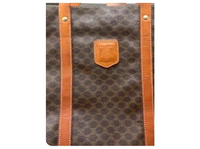 Céline Celine Tote Bag in tela Macadam Marrone - vista 3