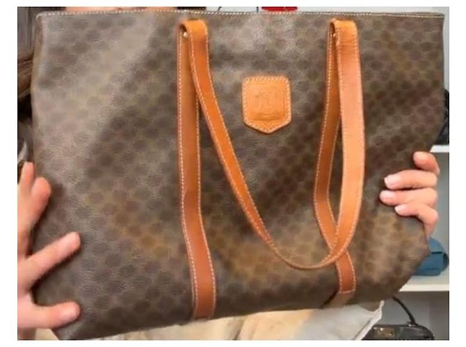 Céline Celine Tote Bag in tela Macadam Marrone - vista 6