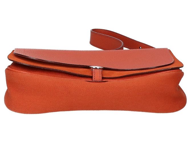 Hermès Borsa a Spalla Hermes Vache Liège x Toile H Sac Colorado PM Arancione - vista 5