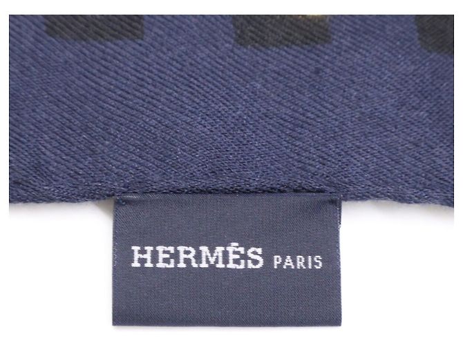 Stola in cashmere e seta a pois Hermès Cachi Giallo - vista 5