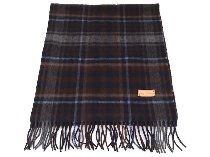 Stola con frange in lana e cashmere a quadri tartan Louis Vuitton Marrone - vista 2