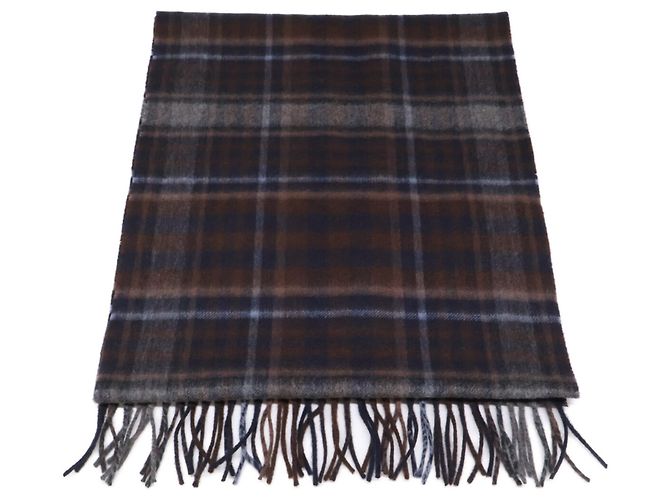 Stola con frange in lana e cashmere a quadri tartan Louis Vuitton Marrone - vista 3