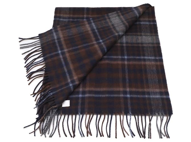 Stola con frange in lana e cashmere a quadri tartan Louis Vuitton Marrone - vista 4