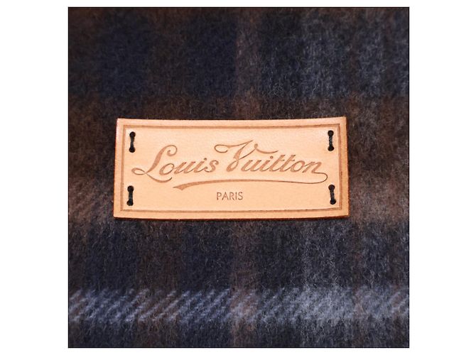 Stola con frange in lana e cashmere a quadri tartan Louis Vuitton Marrone - vista 5