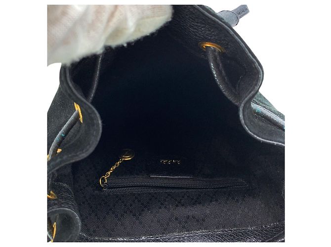 Bamboo Gucci Piccolo zaino e borsa a tracolla in scamosciato nero vintage con bambù - vista 5