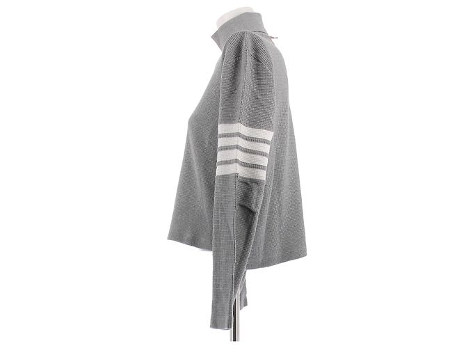 Pull à col roulé en cachemire gris Thom Browne - vue 4