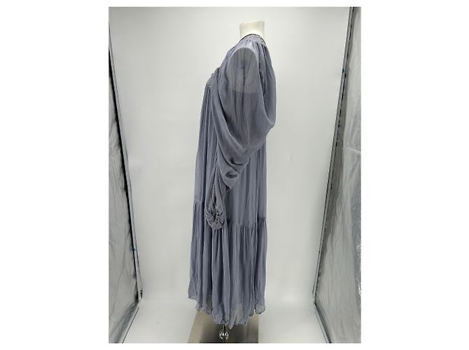 Autre Marque Blaues Chiffonkleid - Ansicht 3