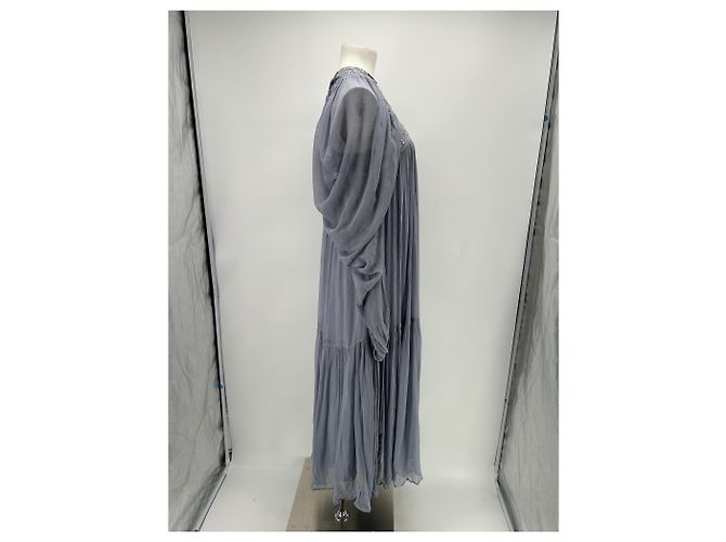 Autre Marque Blaues Chiffonkleid - Ansicht 4