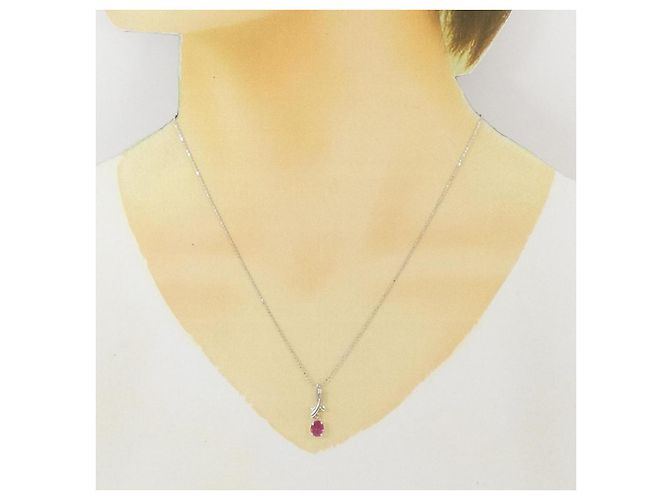 Autre Marque Collana in oro bianco Au750, rubino e diamante Rosso - vista 6