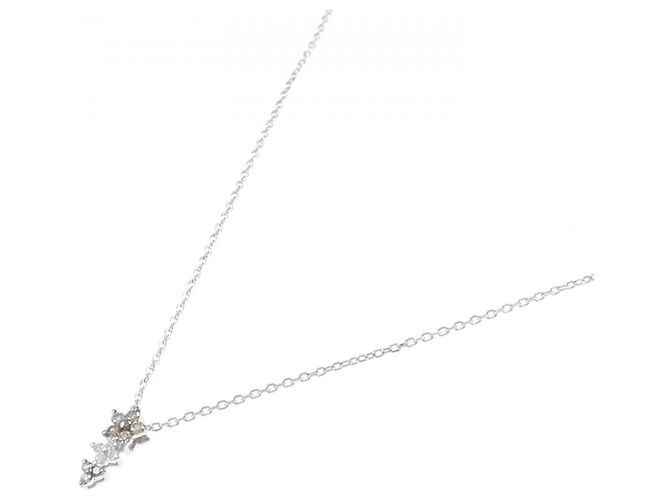 Autre Marque Collana a Fiore in Oro Bianco e Diamanti Au750 Argento - vista 2