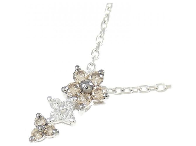Autre Marque Collana a Fiore in Oro Bianco e Diamanti Au750 Argento - vista 3