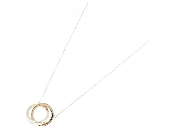 Tiffany & Co Collier Tiffany 1837 Interlocking en argent et or rose - vue 2