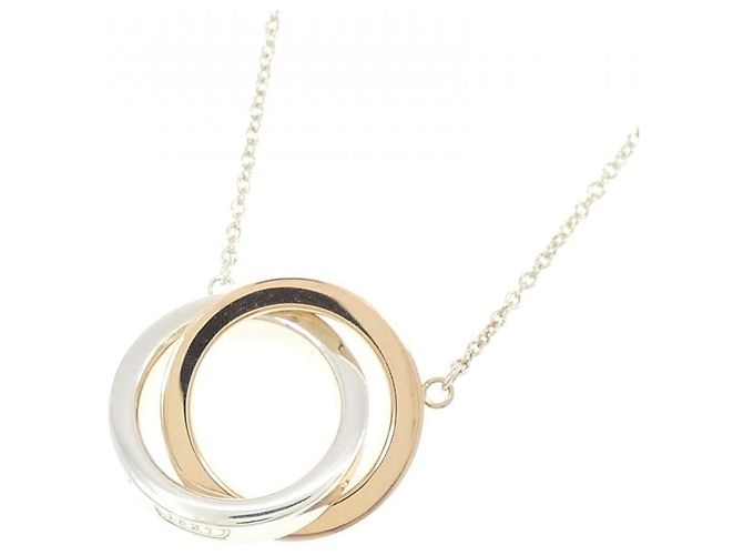Tiffany & Co Collier Tiffany 1837 Interlocking en argent et or rose - vue 3