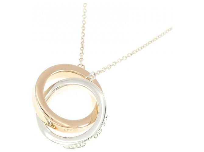 Tiffany & Co Collier Tiffany 1837 Interlocking en argent et or rose - vue 4