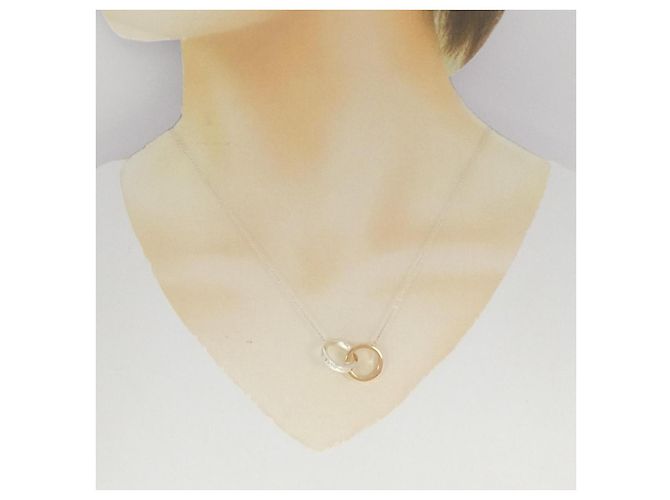 Tiffany & Co Collier Tiffany 1837 Interlocking en argent et or rose - vue 6