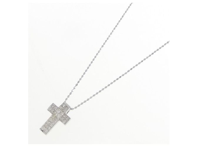 Autre Marque Collana con Croce in Diamanti in Oro Bianco Au750 Argento - vista 2